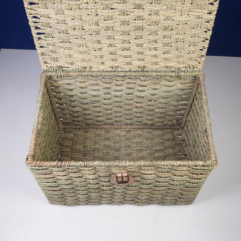 Malle de rangement en osier - Coffre de rangement en feuille de palmier Panier de rangement