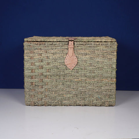 Malle de rangement en osier - Coffre de rangement en feuille de palmier Panier de rangement