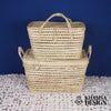 Duo de malles de rangement en osier - Coffre de rangement en feuille de palmier 60 + 50 CM