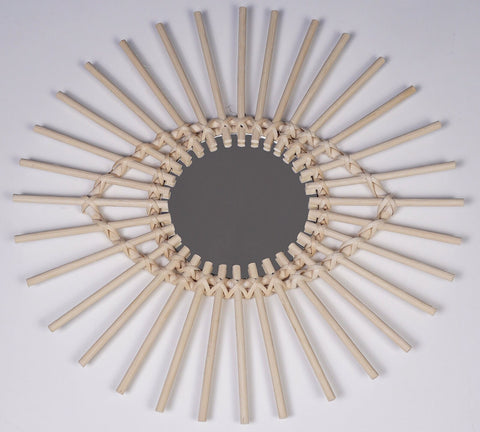 Miroir en oeil de rotin