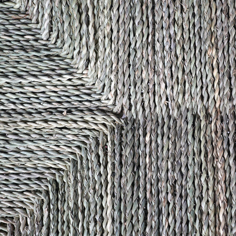Banc marocain en bois massif et tissage naturel