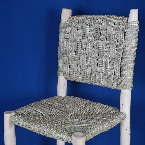Chaise haute de bar en bois et corde, tabouret de bar