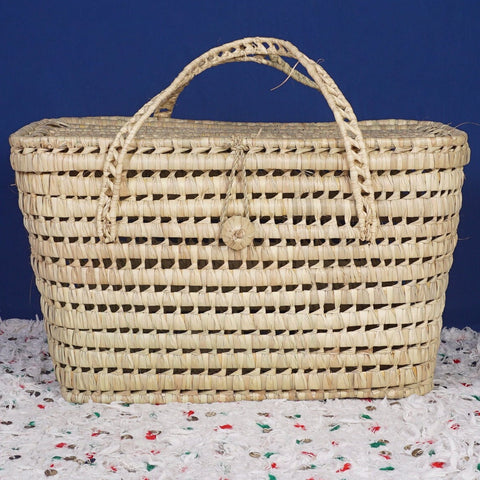 Coffre de rangement en osier - Coffre de rangement et panier en feuille de palmier 50 cm