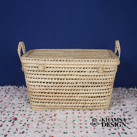 Coffre de rangement en osier - Coffre de rangement et panier en feuille de palmier 60 cm