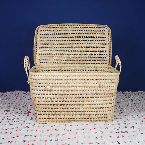 Coffre de rangement en osier - Coffre de rangement et panier en feuille de palmier 60 cm