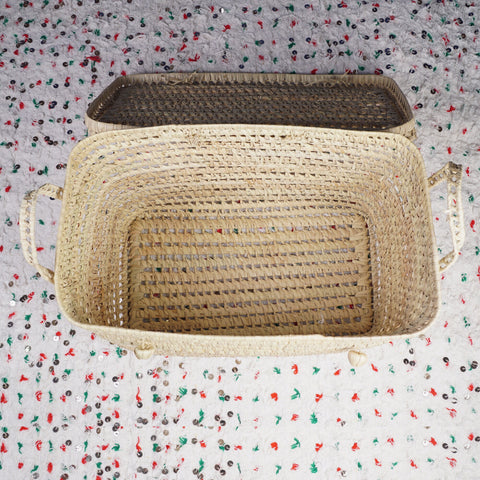 Coffre de rangement en osier - Coffre de rangement et panier en feuille de palmier 60 cm