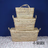 Coffre de rangement Trio en osier - 3 Coffres de rangement en feuilles de palmier Panier de rangement 80+60+50 cm