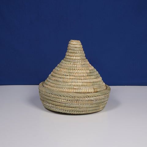 panier, panier de rangement marocain, fait main au Maroc, panier avec couvercle, panier berbère, panier ethnique, panier à tajine, panier à pampilles