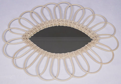 Miroir en oeil de rotin