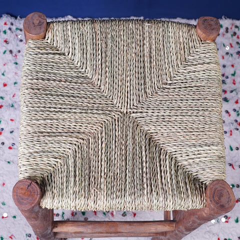 Tabouret de bar marocain en bois de laurier 80 cm