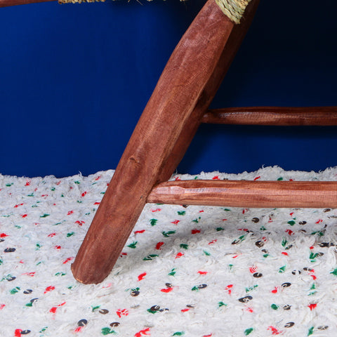 Banc marocain en bois massif et tissage naturel