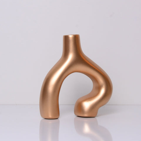 Vase nordique en céramique - Pièce luxueuse en or