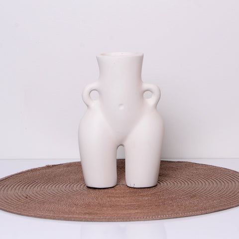 Vase nordique en céramique - Élément décoratif blanc élégant, vase corps féminin