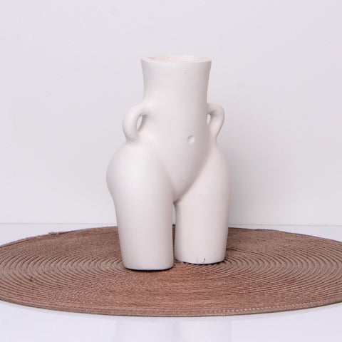 Vase nordique en céramique - Élément décoratif blanc élégant, vase corps féminin