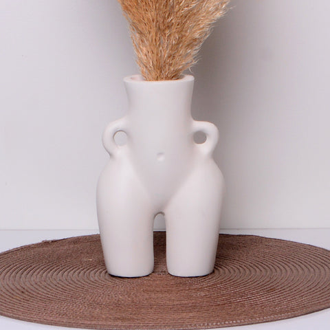 Vase nordique en céramique - Élément décoratif blanc élégant, vase corps féminin