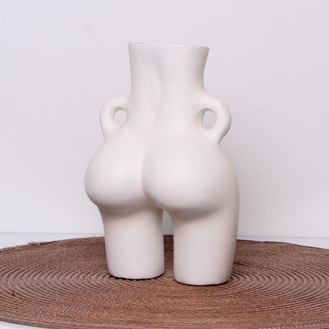 Vase nordique en céramique - Élément décoratif blanc élégant, vase corps féminin