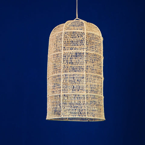 Suspension Bell en raphia Abat-jour en dentelle H52 cm