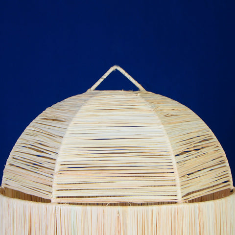 Suspension cloche en raphia abat-jour dentelle H50 cm