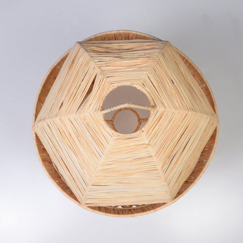 Suspension cloche en raphia abat-jour dentelle H50 cm