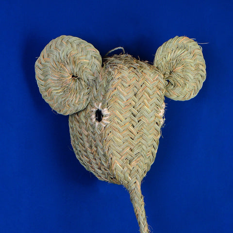 Tête d'éléphant doum tissée à la main de marocaine à accrocher au mur