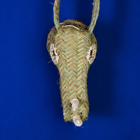 Tête de rhinocéros doum tissée à la main de marocaine tête d'animal à accrocher