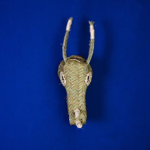 Tête de rhinocéros doum tissée à la main de marocaine tête d'animal à accrocher