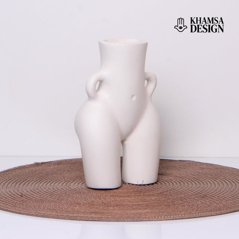 Vase nordique en céramique - Élément décoratif blanc élégant, vase corps féminin