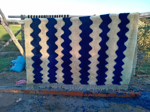 GORGEOUS BENIOURAIN CARPET, Moroccan Handmade Rug, Blue Rug, Living Room Rug, Handmade Wool Carpet, Azilal Berber Rug, Handwoven Rug