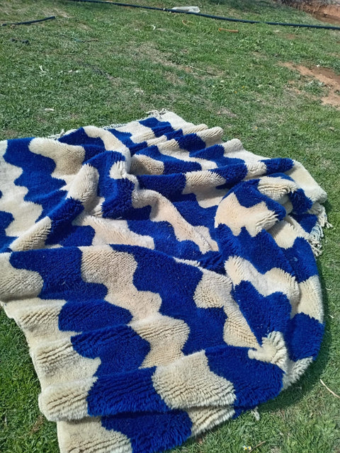 GORGEOUS BENIOURAIN CARPET, Moroccan Handmade Rug, Blue Rug, Living Room Rug, Handmade Wool Carpet, Azilal Berber Rug, Handwoven Rug