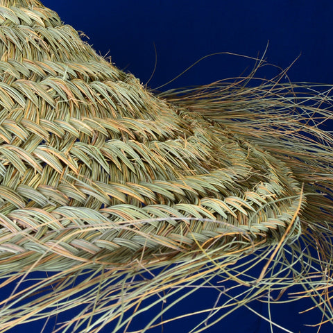 Suspension Doum en paille tressée, forme parasol 75 cm