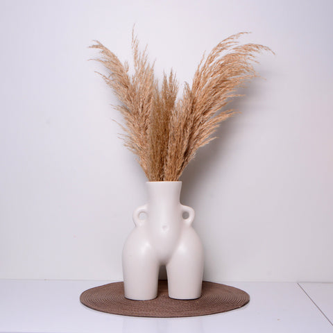 Vase nordique en céramique - Élément décoratif blanc élégant, vase corps féminin