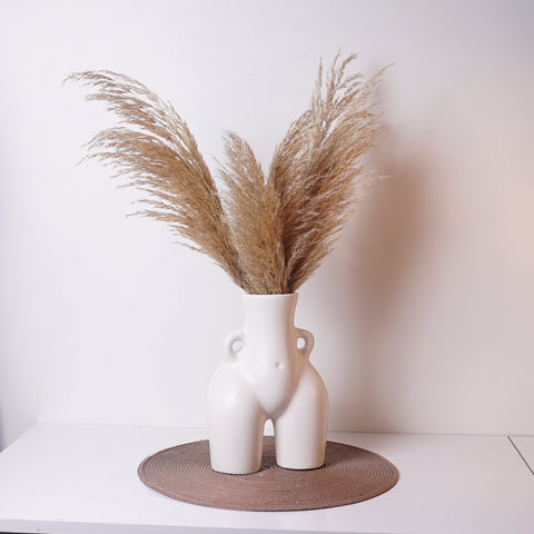 Vase nordique en céramique - Élément décoratif blanc élégant, vase corps féminin