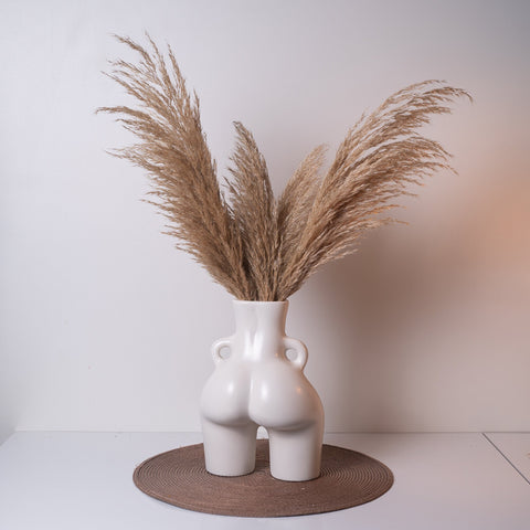 Vase nordique en céramique - Élément décoratif blanc élégant, vase corps féminin