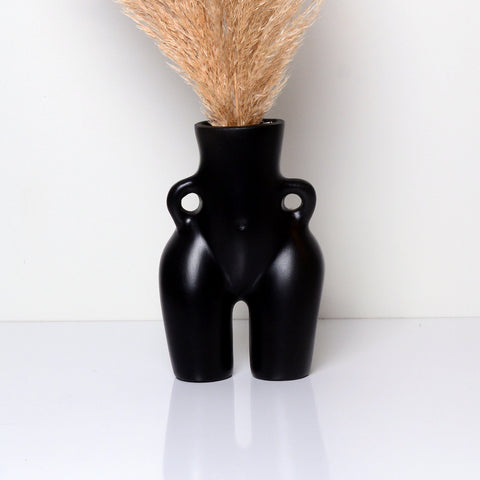 Vase nordique en céramique - Élément décoratif blanc élégant, vase corps féminin