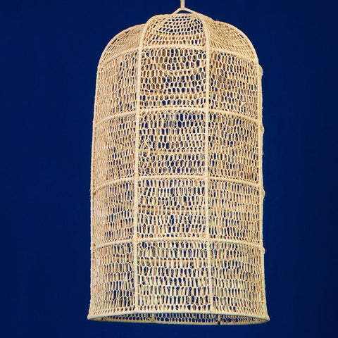 Suspension Bell en raphia Abat-jour en dentelle H52 cm