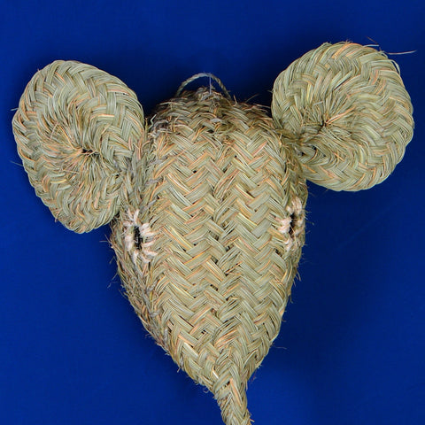 Tête d'éléphant doum tissée à la main de marocaine à accrocher au mur