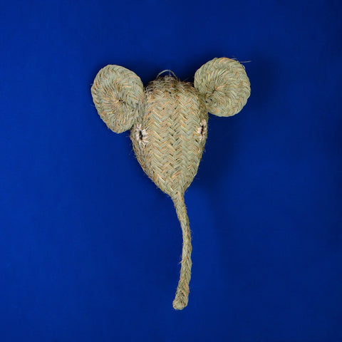 Tête d'éléphant doum tissée à la main de marocaine à accrocher au mur