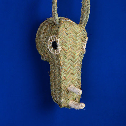 Tête de rhinocéros doum tissée à la main de marocaine tête d'animal à accrocher