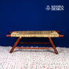 Banc marocain en bois massif et tissage naturel