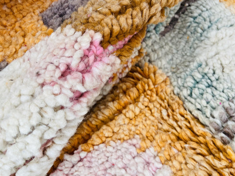 Boujad Moroccan Rug, Handmade Boujaad Rug, Authentic Moroccan Rug, Abstract Berber Rug, orange Wool Rug, Sheep Wool Rug, Bohemian Rug.