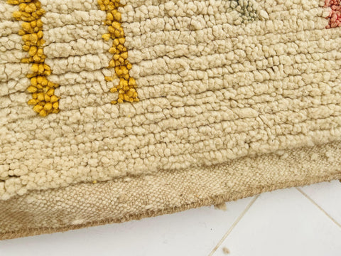 Boujad Moroccan Rug, Handmade Boujaad Rug, Authentic Moroccan Rug, Abstract Berber Rug, Yellow red Wool Rug, Sheep Wool Rug, Bohemian Rug.