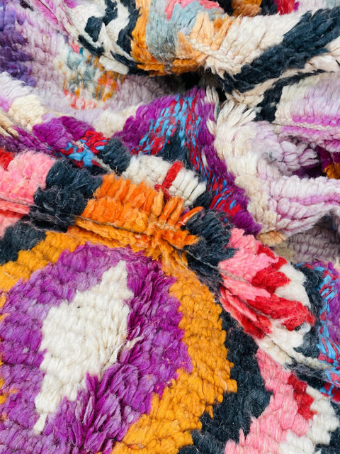 Boujad Moroccan Rug, Handmade Boujaad Rug, Authentic Moroccan Rug, Abstract Berber Rug, pink Wool Rug, Sheep Wool Rug, Bohemian Rug.
