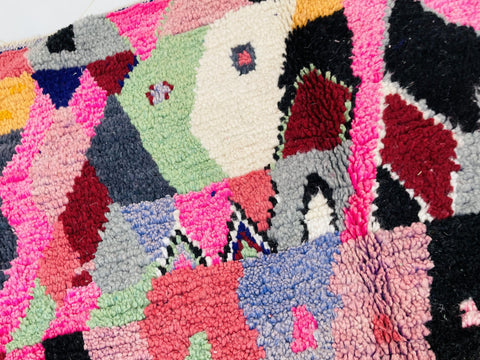 Boujad Moroccan Rug, Handmade Boujaad Rug, Authentic Moroccan Rug, Abstract Berber Rug, Purple pink Wool Rug, Sheep Wool Rug, Bohemian Rug.