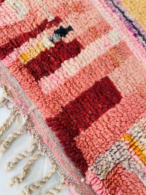 Boujad Moroccan Rug, Handmade Boujaad Rug, Authentic Moroccan Rug, Abstract Berber Rug, Orange Wool Rug, Sheep Wool Rug, Bohemian Rug.