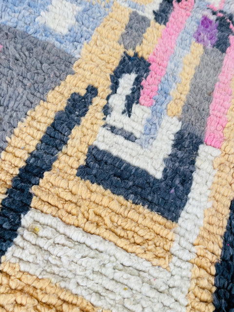 Boujad Moroccan Rug, Handmade Boujaad Rug, Authentic Moroccan Rug, Abstract Berber Rug, Orange Wool Rug, Sheep Wool Rug, Bohemian Rug.