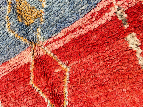 Boujad Moroccan Rug, Handmade Boujaad Rug, Authentic Moroccan Rug, Abstract Berber Rug, Orange Wool Rug, Sheep Wool Rug, Bohemian Rug.