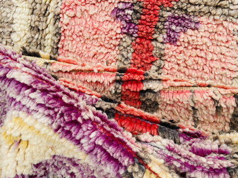 Boujad Moroccan Rug, Handmade Boujaad Rug, Authentic Moroccan Rug, Abstract Berber Rug, Purple pink Wool Rug, Sheep Wool Rug, Bohemian Rug.