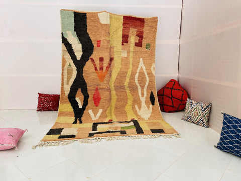 Boujad Moroccan Rug, Handmade Boujaad Rug, Authentic Moroccan Rug, Abstract Berber Rug, pink Wool Rug, Sheep Wool Rug, Bohemian Rug.