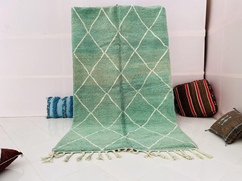Moroccan Rug, Handmade beni Rug, Authentic Moroccan Rug, Abstract Berber Rug, green grey Wool Rug, Sheep Wool Rug, Bohemian,Beni ourain  rug