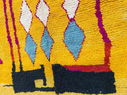 Moroccan Rug, Handmade beni Rug Authentic Moroccan Rug, yellow Wool Rug, Sheep Wool Rug, Bohemian Rug,Beni ourain  rug Area rug, Morocco rug